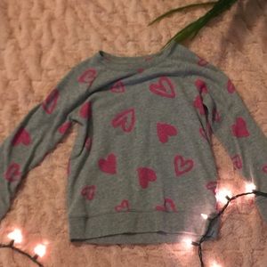 Justice gray and pink heart sweater size 8